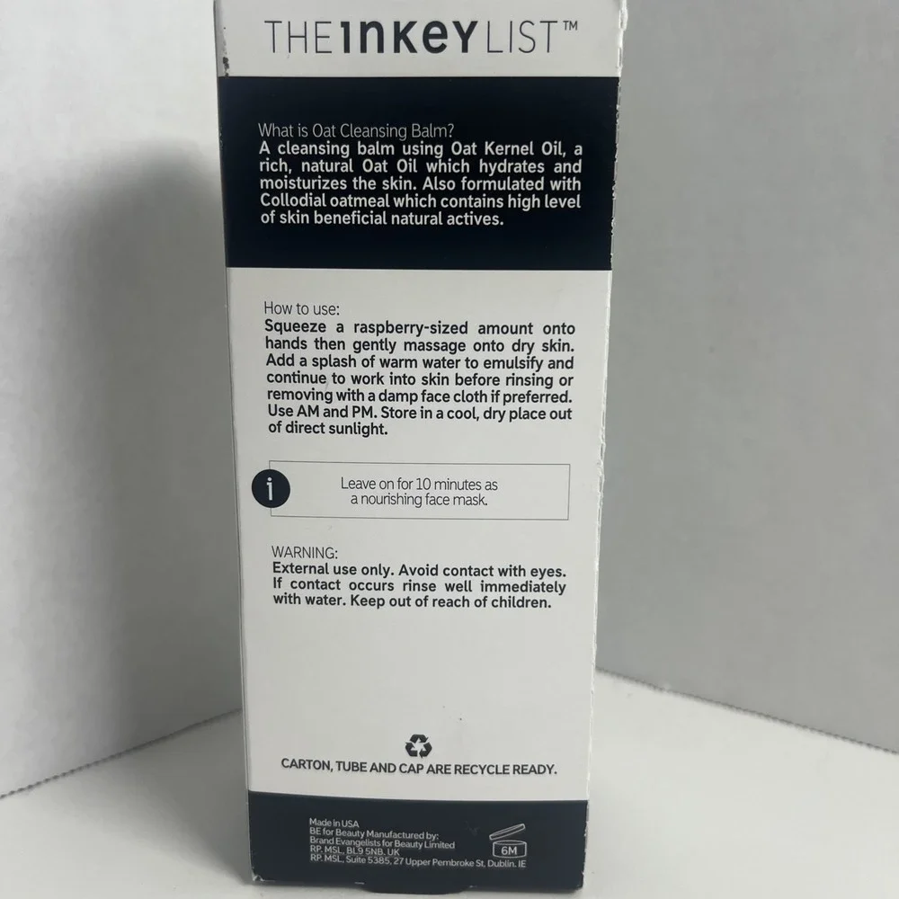 The INKEY List Oat Cleansing Balm 5oz 150ml Face Cleanser for Sensitive Skin